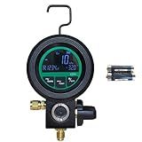 VIVANTECH Digital Manifold HVAC Gauge – Professional Refrigerant Pressure Tester with 12 Refrigerant Database, Vacuum & Leak Test, Backlit, Dual Temperature Reading for AC & Refrigeration Maintenance