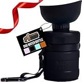 GORILLA GRIP Dog Water Bottle, Portable Water Bowl Dispenser for Dogs, 16 oz Leak Proof Pet Travel Squeeze Bottles Food Grade Silicone, Stocking Gifts for Pets to Go Puppy Essentials, Black