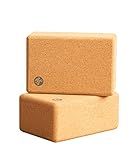 Manduka Yoga Cork Block - Yoga Prop and Accessory, Good for Travel, Comfortable Edges, Lightweight, Extra Firm Cork, 4" x 6" x 9" (10 x 15 x 22.5 cm) (Pack of 2)