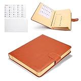 JOYCE Important Document Organizer, Life File Manager with Labels, for Managing Letters, Photos, Birth Certificates, Social Security Cards, Passport, Ring Binder (Brown Leather)
