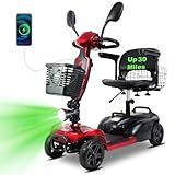 MOVEMAGIC 30 Miles Long Range 4 Wheel Electric Mobility Scooter with 350W Motor, Foldable Mobility Scooter for Adults/Seniors - 300 lb Capacity, 720Wh Lithium Battery, Dual Baskets