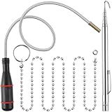 Feekoon Wet Noodle & Retriever Flexible Magnetic Pickup Tool, Bead Chain Fishing Flexible Magnetic Retriever Expandable Retrieval Hook for Wire Through Wall Wiring, Item Pickup