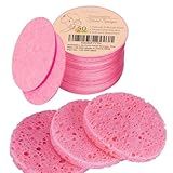 GAINWELL 50-Count Compressed Facial Sponges for Daily Facial Cleansing and Exfoliating, 100％ Natural Cosmetic Spa Sponges for Makeup Remover, Reusable, Pink