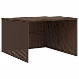 vidaXL Robot Mower Garage - Brown Poly Rattan, Weather- Storage Shed, 33.9"x35.4"x20.5"/22.4" for Garden Robotic Lawn Mower