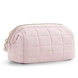 BAGSMART Makeup Bag Travel Toiletry Bag, Wide-open Zipper Pouch, Pink
