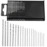 Biaungdo 0.3-1.6mm Mini Micro Drill Bit Set, 20 Pcs HSS Tiny Drill Bits Shank Twist Drill Bits DIY Kit Rotary Hand Tools for Drill
