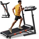 350 lb Capacity Treadmills for Home with 15% Auto Incline, Folding Treadmill with Multi-Function Console and Heart-Rate Handrail, 3.5HP Real Brushless Small Treadmill with Dual Cushion System/Speaker