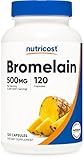 Nutricost Bromelain 500mg, 120 Vegetarian Capsules - Bromelain (1200 GDU), Non-GMO, Gluten Free