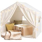 Tiny Land Kids Tent with Mat and Star Lights, Indoor Playhouse for Toddlers, 57"x36"x52" Large Reading Nook for Girls & Boys, Modern Bed Canopy for Kids Room