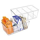 Batoto Pantry Organization and Storage Bins, Refrigerator Organizer Bins – Clear, Kitchen Organization and Storage with Dividers (2 Pack)