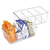 Batoto Pantry Organization and Storage Bins, Refrigerator Organizer Bins – Clear, Kitchen Organization and Storage with Dividers (2 Pack)