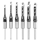 Devvicoo 6PCS Square Hole Drill Bit Set for Mortise and Tenon Machine (Not Handheld), Bearing Steel Mortiser Bits - 5/8", 9/16", 1/2", 3/8", 5/16", 1/4"