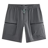 maamgic Men's Hiking Cargo Shorts 9 Inch Lightweight Water Resistant Quick Dry Outdoor Shorts with Zipper Pockets for Men Dark Gray
