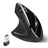 Perixx PERIMICE-713L, Wireless Ergonomic Left Handed Vertical Mouse, 6 Buttons Design, 3 Level DPI, Black, Medium