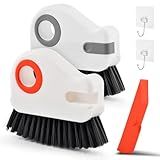 2Pcs Window Track Cleaner with Hard Bristle Brush & Scraper, 2-in-1 Groove Cleaning Tool for Sliding Door Tracks, Window Sills, and Seal Crevices