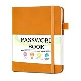 MOSA BEAR Password Keeper Book with Alphabetical Tabs，4.3"x5.7" Small Password Books for Seniors Password Notebook for Internet Website Address Log in Detail（Orange）