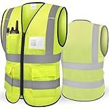 TICONN Reflective Safety Vest High Visibility Class II Mesh Vest for Women & Men Meets ANSI Standards (1PK, Yellow, M)