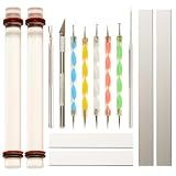 14 Pcs Polymer Clay Tools Acrylic Roller Clay Rolling Pins for Baking with Thickness Rings, Tissue Blade, Slicer Knife, Dotting Tools, Sculpting Earring and Jewelry Making Kit for Modeling and Shaping