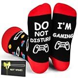 Dealswin Do Not Disturb I'm Gaming Socks, Birthday Gifts for Teen Boys, Valentine's Day Gifts Ideas for Men Him Dad Son Gamer Funny Game Socks