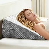 OAISZ Wedge Pillow, 10 Inch Bed Wedge Pillow for Headboard, Pillow Wedge for Acid Reflux Relief, After Surgery, Sleeping，Back Pain Relief, Memory Foam Top, LightGrey