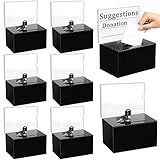 8 Packs Acrylic Donation Box with Lock and Sign Holder Clear Suggestion Ballot Box Plastic Voting Comment for Tip Jars Ticket Charity Survey Raffle Contest Fundraising, 6.1 x 4.3 x 3.8 Inch(Black)