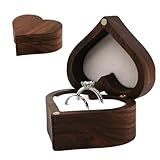 JYCMMFC Ring Box, Wedding Ring Box for Proposal Engagement Handmade Wooden Rustic Ring Holder, Ring Storage Box Stocking Stuffers Her Valentine's Day Christmas Gift Thanksgiving Gift (Heart-shaped)