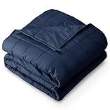 Bare Home Weighted Blanket All-Natural 100% Cotton with Nontoxic Glass Beads 40"x60" 10lbs, Dark Blue