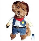 Mikayoo Pet Dog Cat Halloween Costumes,The Cowboy for Party Christmas Special Events Costume,West Cowboy Uniform with Hat,Funny Pet Cowboy Outfit Clothing for Dog cat(L) Blue