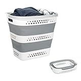 KBBYT Large Collapsible Laundry Baskets for Dirty Clothes, Plastic Laundry Hamper for Dorm Bedroom Blankets, 43L Foldable Clothes Hamper for Laundry, Space Saving Pop-Up Storage Container/Organizer