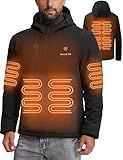 SOLJIKYE Heated Jacket for Men with 12V/20000mAh Battery Pack, Men's Winter Jackets Soft Shell Electric Heated Coat, Black, Size XL