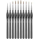 10Pcs Micro Paint Brushes Set with Triangular Handles - For Acrylic, Watercolor, Crafts, Models