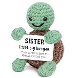 4THFARMES Mini Funny Turtle Sister Gifts Birthday Christmas, Soul Sister Friend Gifts for Women Girls Presents, I Love You Small Cute Stuff Things, Handmade Emotional Positive Crochet Turtle