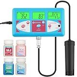 UIUZMAR Aquarium pH Salinity Continuous Monitor Digital Salinty Meter for Saltwater Aquarium Smart pH Salt Tester Digital pH PPM Salt Tester for Reef Tank 6 in 1 Tester for Fish Tank Koi Pond