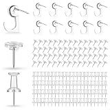 KEYDUACU 160-Pcs Clear Pushpin Set for Bulletin Boards, Wall Decor, Corkboards, and Picture Frames—Includes 3 Styles: Flat-Head, Standard, and Hook Pins for Home Office and School Use (Transparent)