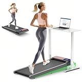 RJOP Walking Pad Treadmill with 0%-5% Incline and APP Sync, Small Compact Under Desk Treadmills for Home and Office with Remote Control and LED Display, 2.5HP, Red Blue