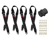 Bravokit Universal Seat Belt 2 Point Adjustable Belts Harness Kit for Go Kart, Club Golf Cart in Black (54-Inch with Installation Screws) (Set of 4)