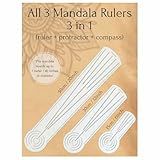 Wow Ruler 3-in-1 – Compass + Protractor + Ruler Dot Mandala Stencil Tool for Grid Layout Draw Circles up to D30cm/12, D60cm/24, D100cm/40 Reusable Template for Dot Mandala Art (All 3 rulers, ABC)
