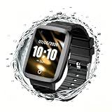 Fajocru Fall Detection Watch for Seniors, GPS Tracker for Elderly with SOS Button, Real-Time Location Tracking, Two-Way Voice, Heart Rate & Step Counter, Medical Alert Watch, No Monthly Fee(Black)