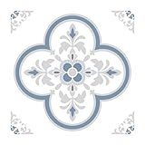 Peel & Stick Tile Stickers 12 PCS Self Adhesive Backsplash Decorative Wall Stickers for Kitchen Bathroom Tile Decals Waterproof & Removable 6" x 6" (Gray Flower)