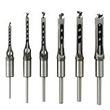 AeKeatDa 6pcs Square Hole Mortise Chisel Drill Bit Tools, 5/8" 9/16" 1/2" 3/8" 5/16" 1/4" for Precise Woodworking