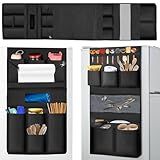 OAHIWLH Dorm Essentials Mini Fridge Organizer with 16 Pockets – Over the Fridge Storage Caddy and Dust Cover for, Office, Kitchen, School – Hanging Organizer for Utensils, Paper Goods & More