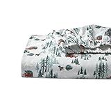 Eddie Bauer - Flannel Sheets Queen Size, Anti-Pilling & Wrinkle Resistant Cotton, Touchably Soft for All-Season Comfort - Bed Sheets with Matching Pillowcases & Fitted Sheet (Tree Farm Light Blue)