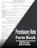 Promissory Note Form Book: Promissory Note Forms & Loan Agreements | Track Payments, Interest & Terms | Borrower & Lender Legal Documentation Book | 8,5 X 11 inches 50 Forms