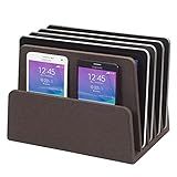 MobileVision Multi Device Stand & Organizer for Smartphones, Tablets and Laptops, Executive Dark Brown, 5 Slots