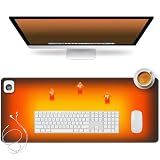 Heated Desk Pad Mouse Pad - Heated Desk Mat - Warm Desk Pad - 3 Levels Heating & 4 Hours Auto Shut-Off, PU Leather Mouse Pad - 31.5 x 13 inch(Dull Black)