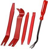 GOOACC 5 PCS Nylon Auto Trim Removal Tool Kit No-Scratch Removal Tool Kit for Car Panel & Audio Dashboard Dismantle Red