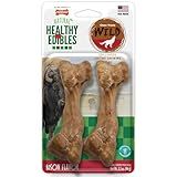 Nylabone Healthy Edibles WILD Natural Dog Bones Long Lasting, Bison Flavor Bone Dog Treats, Medium (2 Count)