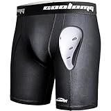 COOLOMG Men Compression Shorts with Athletic Cup Sliding Underwear for Baseball Football MMA Lacrosse Field Hockey Black M