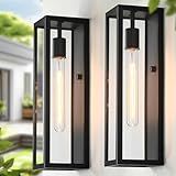 CRIRY 16'' Large Outdoor Wall Sconce Lights 2Pack, Waterproof Black Exterior Lighting Fixtures, Front Porch Lights Coach Outdoor Garage Lighting Fixtures Wall Mount Carriage Lights Exterior for House
