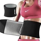 HUANPAO Waist Trainer for Women and Men, Neoprene Sweat Band Waist Trimmer Belt Slimming Stomach Wrap for Workout Black